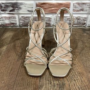 BCBG Gold Strappy Sandal